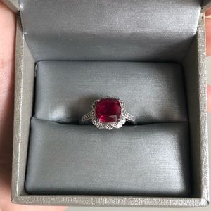 Red ruby vintage style ring